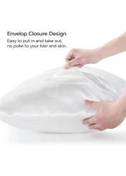 MahMir&reg; Silk Satin Pillowcase for Hair and Skin Queen - White Silk Pillowcase 2 Pack 76L x 51W CM (30x20 Inches) - Satin Pillow Cases Set of 2 with Envelope Closure (2pcs White)