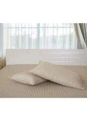 Generic 2-Piece Hotel Linen 100% Cotton 250Tc 1cm Stripe Pillow Cover Set Cotton Stone 50X75cm