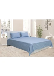 Deyarco Princess Flat Sheet 2pc-Fabric: Cotton Poly Easy Iron - Color: Lt. Blue -Size: Single 170X240cm + 1 Pillowcase Size: 50X75cm