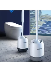 Generic-Toilet brush long handle soft hair toilet cleaning kit silicone no dead angle wall hanging toilet cleaning brush black Flooring