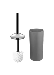 Plastic Toilet Cleaning Brush With Holder Grey