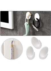 Marrkhor 6-Piece Self Adhesive Hooks White, Plastic Wall Hooks Self Adhesive White Hooks Wall Hanging Hooks Stick on Oval Hooks Seamless Hooks Towel Hooks Heavy Duty Sticky Hooks