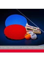 Franklin Sports Ping Pong Paddle Set with Balls 2 Player Table Tennis Paddle Kit with 2 Paddles 3 Balls Included Red Blue
