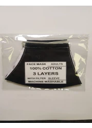 Pikkaboo Washable Mask - Plain Black Adults