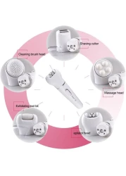 Generic Kemei 5 In 1 Beauty Tool Kit, Facial Cleansing Brush Body Epilator Lady Shaver Face Massager Foot Dead Skin Callus Remover