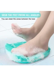 مقشر ومدلك القدمين للاستحمام – سجادة من شعيرات السيليكون المضادة للانزلاق مع أكواب شفط لأرضية الاستحمام وحوض الاستحمام – تنظيف عميق وتقشير