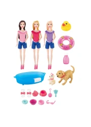 باور جوي ليلى دمية أزياء مع كلب إستحمام - متعددة الألوان