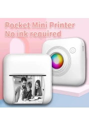 طابعة حرارية صغيرة محمولة - طابعة ملصقات بدون حبر وطابعة ذاتية اللصق لاسلكية تعمل بالبلوتوث للهواتف الذكية التي تعمل بنظامي التشغيل Android وiOS - صغيرة الحجم وقابلة للحمل وسهلة الاستخدام