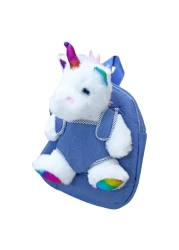 حقيبة ظهر على شكل حيوان من القطيفة على شكل وحيد القرن