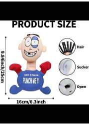 Electric Anti Stress Punch Me Plush Doll Relief Toys, Funny Plush Doll with Screaming Sound Creative Screaming Toys Desktop Anger Management Toys for Adults and Children (Blue)