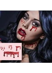 Halloween Cospaly Face Jewels Vampire Blood Costume Festival Face Gems Stick on Rhinestone Tattoo Stickers Pasties Self Adhesive Temporary Tattoos Fashion Jewelry for Party Vampire