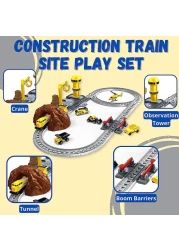 Fitto Train Toy playset for Boys Girls with helicopter and construction vehicle, Trains Tracks, Railway Kits Locomotive Engine, Cargo Car Track, Christmas Gifts for 3 4 5 6 7 8+-year-old Kids