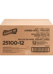 Genuine Joe 2510012 Jumbo Bath Tissue Roll 2Ply 1000Ft 12CT White