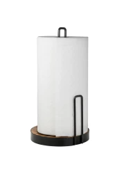 Farmhouse Paper Towel Holder for Kitchen Countertop Wooden and Wire Countertop Paper Towel Holder with Side Arm Kitchen Dining Decor Great for Jumbo Family Size Rolls