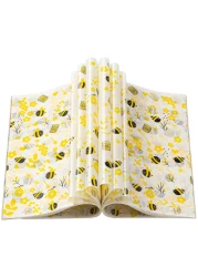 100 Pcs Wax Paper Sheets for Food Bee Day Wax Paper for Food Sandwich Wrap Paper Deli Wraps Waterproof Oilproof Picnic Basket Liners with Bee Pattern for Kitchen Handmade Food
