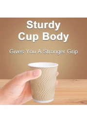 ماهمير® اكواب قهوة مموجة معزولة بلون بني للاستعمال مرة واحدة سعة 12اونصة، صديقة للبيئة للاستعمال مرة واحدة،اكواب ورقية مموجة للمشروبات الساخنة،اكواب قهوة ورقية بتصميم مموج للمشروبات 8أونصة.100 قطعة