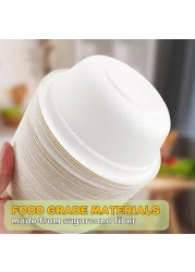 LAVISH Heavy-Duty Bagasse Biodegradable Paper Bowls, [ 25-Pack 8oz/240ml ] Compostable Bowls for Hot &amp; Cold Foods, Ideal for Soup, Ice Cream, Salad, Snacks, and Desserts (White)