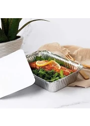 Vsell24 680Cc 50Pc Disposable Aluminium Containers Foil Pans With Lids For Food Storage