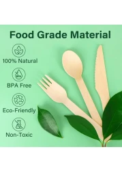 LAVISH [20 Pack] Biodegradable Wooden Cutlery Set with Napkin &ndash; Eco-Friendly &amp; Compostable Utensils &ndash; Disposable Knife, Fork, Spoon, and Napkin for Weddings, Parties &amp; Picnics