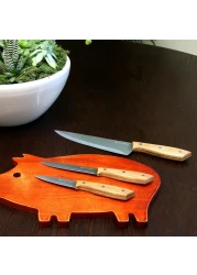 Gibson Home Seward 3 Piece Stainless Steel Cutlery Set with Wood Handles