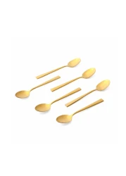LIFE SMILE - 12pcs Cutlery Set, 18/10 Stainless Steel, Flatware Set, 12pcs Dinner Spoon, Shine Gold, for Home Kitchen, Mirror Polished