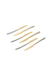 LIFE SMILE - 12pcs Cutlery Set, 18/10 Stainless Steel, Flatware Set, 12pcs Fruit Knife, Gold Gradient, for Home Kitchen, Mirror Polished