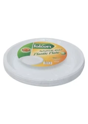 فالكون طبق بلاستيك دائري أبيض 26 سم