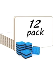 Scribbledo 12 Small White Board Dry Erase Boards Classroom Pack Mini White Boards 9x12 Double Sided Personal Whiteboards for Students Teachers School Supplies Lapboards Mini Whiteboard Erasers Incl