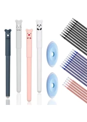 HAOSJINY Erasable Gel Pens 05mm Cute Erasable Pens Erasable Pens MulticolorBlackBlueRed Include 4 Pens 25 Refills 2 Eraser 31 Piece Set