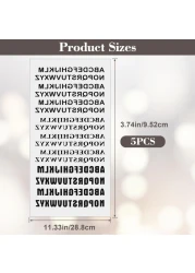 PAGOW 5 Sheets Temporary Tattoo Letters Waterproof Fake Tattoos Temporary Tattoo Stickers for Adults Men Women Face Body Fingers Black