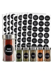 Talented Kitchen 144 Spice Jar Labels Round 15 Inch Preprinted Chalkboard Stickers for Spice Containers Water Resistant