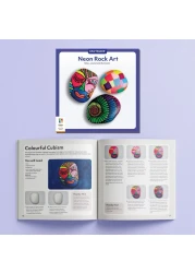 Hinkler Craft Maker Neon Rock Art Kit - DIY Rock Painting Set includes 24-page book, 4 rocks, paintbrush, double-ended neon paint pen, paint pots,