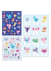 Hinkler Axolotls &amp; Friends Creative Colouring Kit includes 2x24-page Colouring Book, 30+ Holographic Stickers, 30+ Standard Stickers,