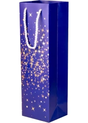 Cuisine Art Wine Bags, Wine Gift Paper Bags Single Bottle Wine Gift Bags Red Wine Tote Bags, 4.7 x 3.9 x 14.2&rsquo;&rsquo; Wine Gift Bags Kraft Paper Wine Bags Bulk with Handles, Pack of 6 Blue Gold