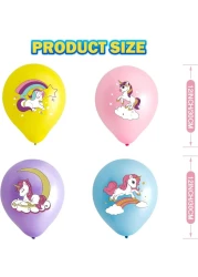 Generic 28 Pcs Unicorn Balloons, 12 Inch Latex Balloons Pack, Suitable For Unicorn Themed Decorations For Children's Birthday Parties, Multicoloured Balloons For Kids Birthday Party Decorations