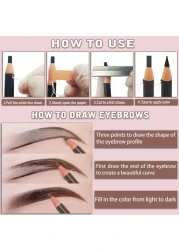 6 Piece Dark Brown Waterproof Eyebrows Pencil Tattoo Makeup And Microblading Supplies KitPermanent Eye Brow Liners In 5 Colors Waterproof Eyebrow Pencils Peel Brow Pencil Set For Marking