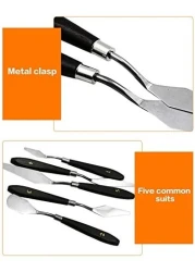 Generic 5Pcs Painting Knife Set Palette Knife Stainless Steel Spatula Kit For Artist Canvas Oil Paint Color Mixing Painting Tool Set-Black