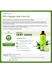 Seven MineralsAloe Vera Gel 99 Organic Big 12 oz NO XANTHAN so it Absorbs Rapidly with No Sticky Residue made from REAL JUICE NOT POWDER
