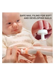 ماكينة تشذيب أظافر الأطفال الكهربائية مع ضوء LED - مبرد أظافر آمن ولطيف لحديثي الولادة والأطفال الصغار 6 وسادات جلخ لأصابع القدم والأظافر، محرك هادئ، مجموعة العناية بأظافر الرضع المحمولة - وردي