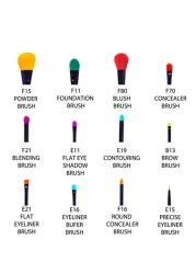 SHANYVegan Makeup Brushes LUNA 6 PC Double Sided Travel Make up Brushes with 12 unique Bristles with Brush storage Pouch Synthetic