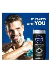 نيڤيا للرجال جل الاستحمام أكتيف كلين تشاركول،، برائحة خشبية، 250 مل عبوة مزدوجة