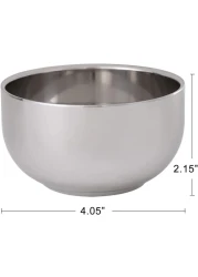 Men's Durable Shave Soap Cup Stainless Steel Heat Insulation Smooth Shaving Mug Bowl (Medium)