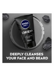 NIVEA MEN Deep Cleansing Face And Beard Wash With Active Charcoal 100ml