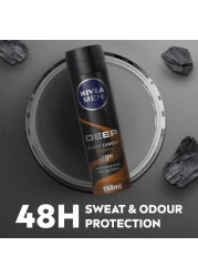 NIVEA MEN Antiperspirant Spray for Men DEEP Black Carbon Espresso Scent 150ml Pack of 3