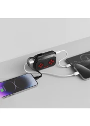 Porodo Gaming 10000mAh Mini Powerbank, Gaming Design, Type-C/USB A Ports, Built-In Type-C Cable, PD 20W, Fast Charging, Digital Display Indicator, Controller Design &ndash; Black &amp; Red