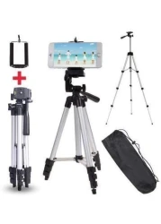 Adjustable Aluminium Alloy Tripod Stand Holder For Mobile Phones &amp; Camera, 360 Mm -1050 Mm, 1/4 Inch Screw + Mobile Holder Bracket