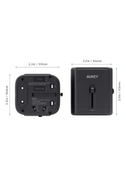 أوكي محول العالمي مع 3 منافذ USB - أسود