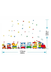 StickieArt - Cartoon Animal Train Ride For Kids - Wall Decal- Large - 60 x 90 cm - STA-199