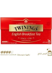 صندوق شاي اسود اكياس من تويتتينجز بدون نكهة - 25 كيس