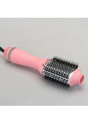 ENZO EN-6210 75mm Volumizing Blowout Brush &ndash; 1500W 3-in-1 Hair Dryer, Straightener, TurboDry Technology, Ionic Anti-Frizz Bristles, 3 Heat Settings &amp; 2 Speeds &ndash; Pink &ndash; Intl Version